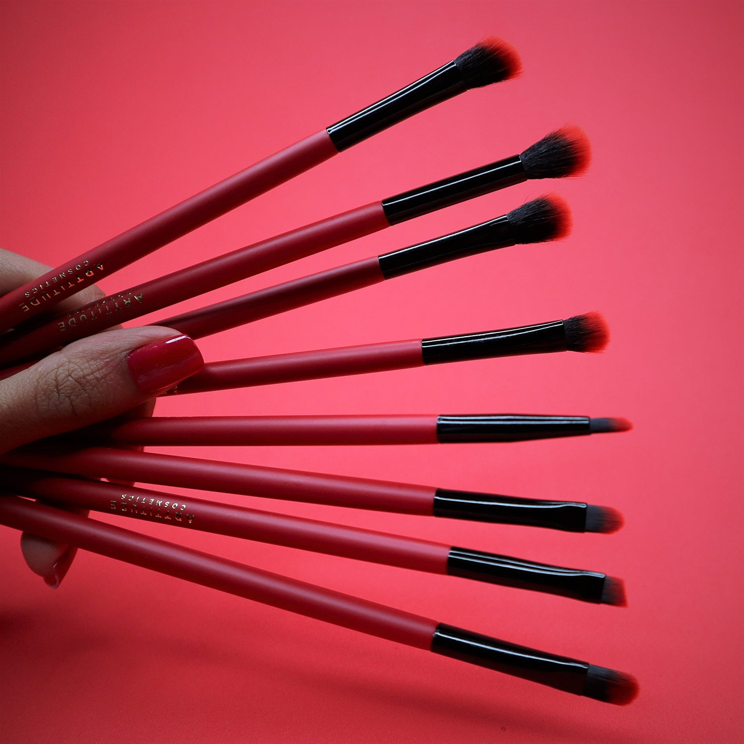 Red and Black Make-Up Brush Set - 8 Piece Eye Brushes