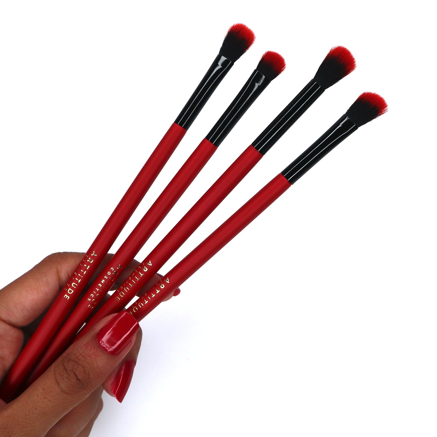 Red and Black Make-Up Brush Set - 4 Piece Blending Brushes