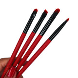 Red and Black Make-Up Brush Set - 4 Piece Precision Brushes
