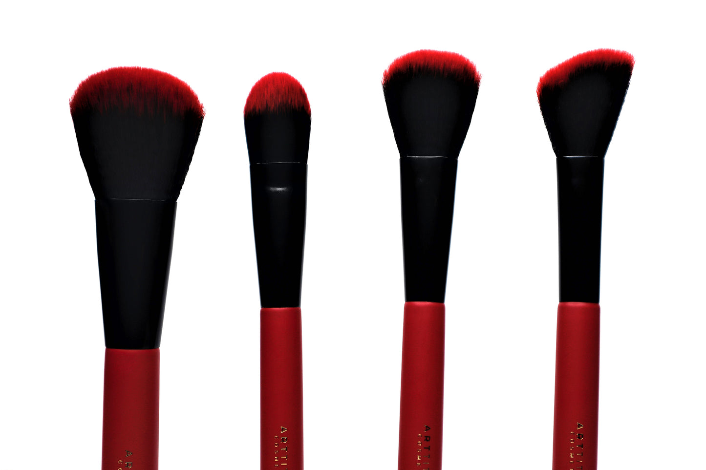 Red and Black Make-Up Brush Set - 4 Piece Face Finishing Brushes